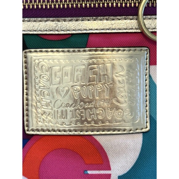 Coach Graffiti Tote Bag POPPY Signature Glam Handbag Style 13839 Multi Color - Picture 3 of 11